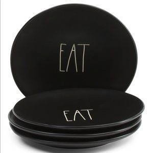 Rae Dunn Black Eat Plates 4pc Salad Plates
